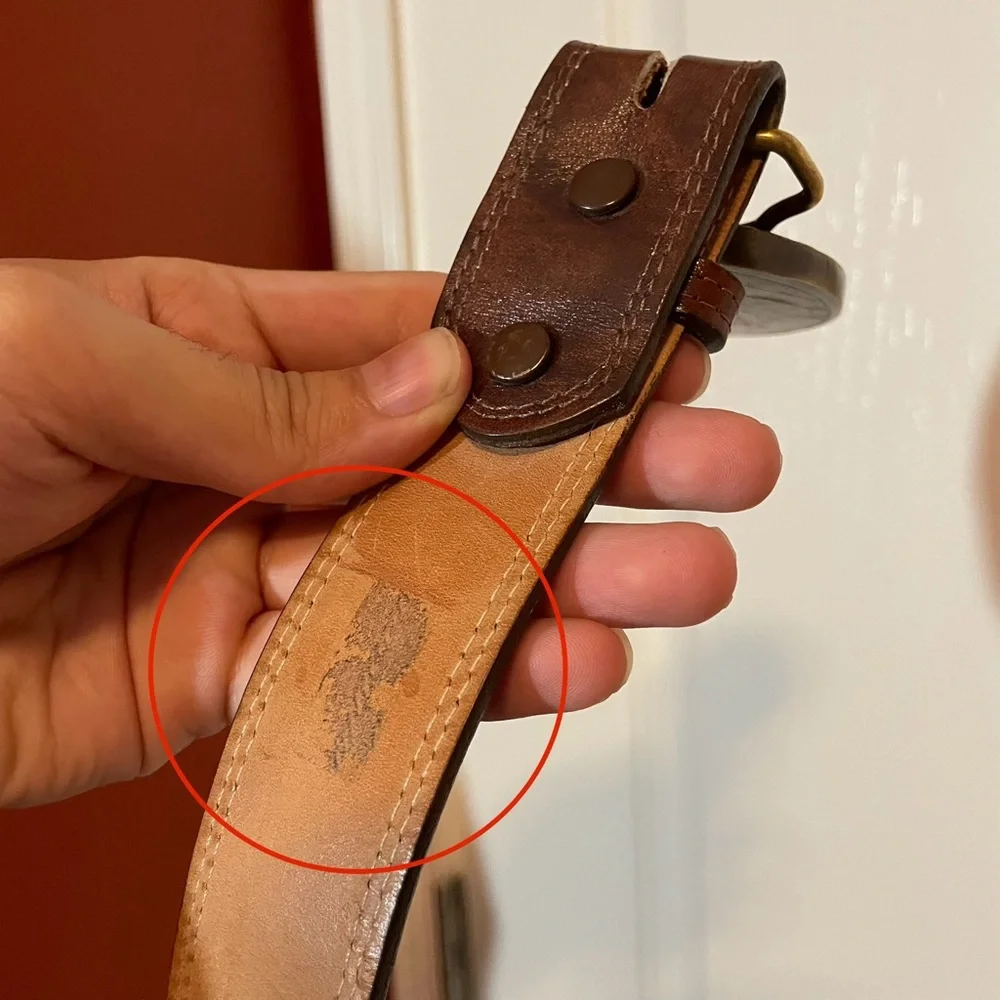 Justin Men’s Top‎ Grain Brown Cowhide Leather USA Made Solid Brass Buckle Belt